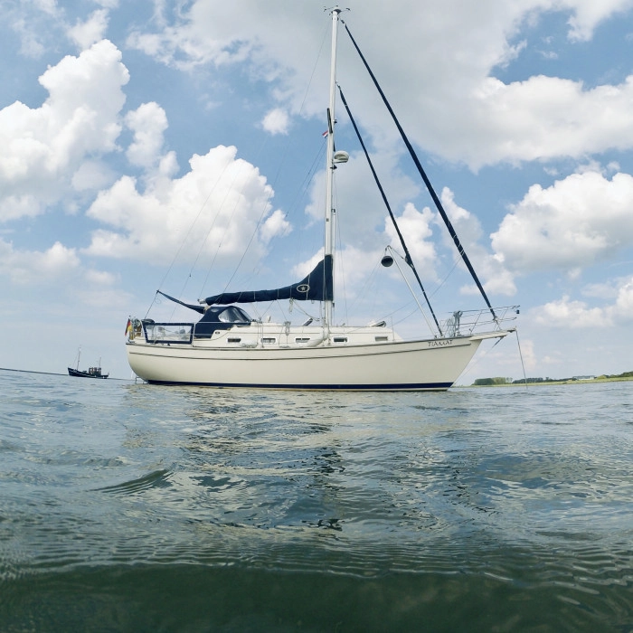 our sailboat at anchor