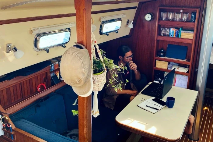 Video conference on board.